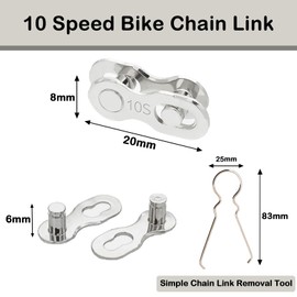 KASESSS 10 Pairs of 10-Speed Chain Lock Bicycle Chain Carbon Steel Reusable Chain Links Bicycle with Simple Chain Lock Pliers Bicycle Chain 10-Speed for Mountain Bikes (Silver)