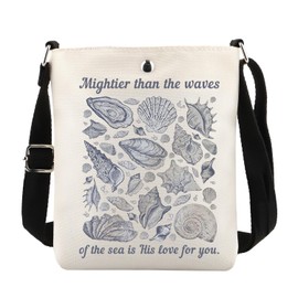 MAOFAED Christian Gift, Mightier Than The Waves of The Sea Is His Love for You, Bible Verse Crossbody Bag (mightier than wave)