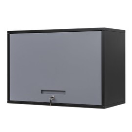 Yizosh Metal Wall Cabinet with Doors and Shelves, Wall Mounted Storage Cabinet for Garage, Basement, Kitchen, Warehouse (Black Gray, 21.6" H)