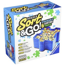 Ravensburger - Sort and Go - Jigsaw Puzzle Accessory - Sturdy Stacking Trays for Sorting Pieces - Premium Quality - Ideal Gift for Enthusiasts - Black - Can Hold Up to 1000 Pieces