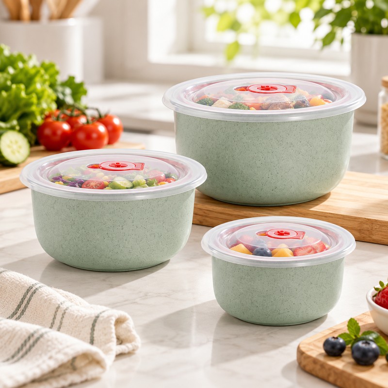3-Piece Wheat Straw Food Storage Bowl Set for Meals –