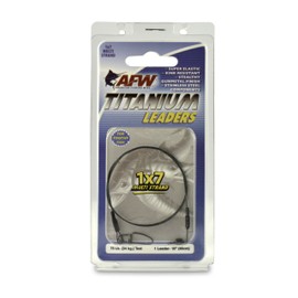 AFW Titanio Surfstrand, líder de pesca desnudo 1x7, 75 libras, 18 pulgadas, aparejado con mini grúa giratoria de acero inoxidable y cierre cruzado, sin torceduras, protección superior para peces dentados