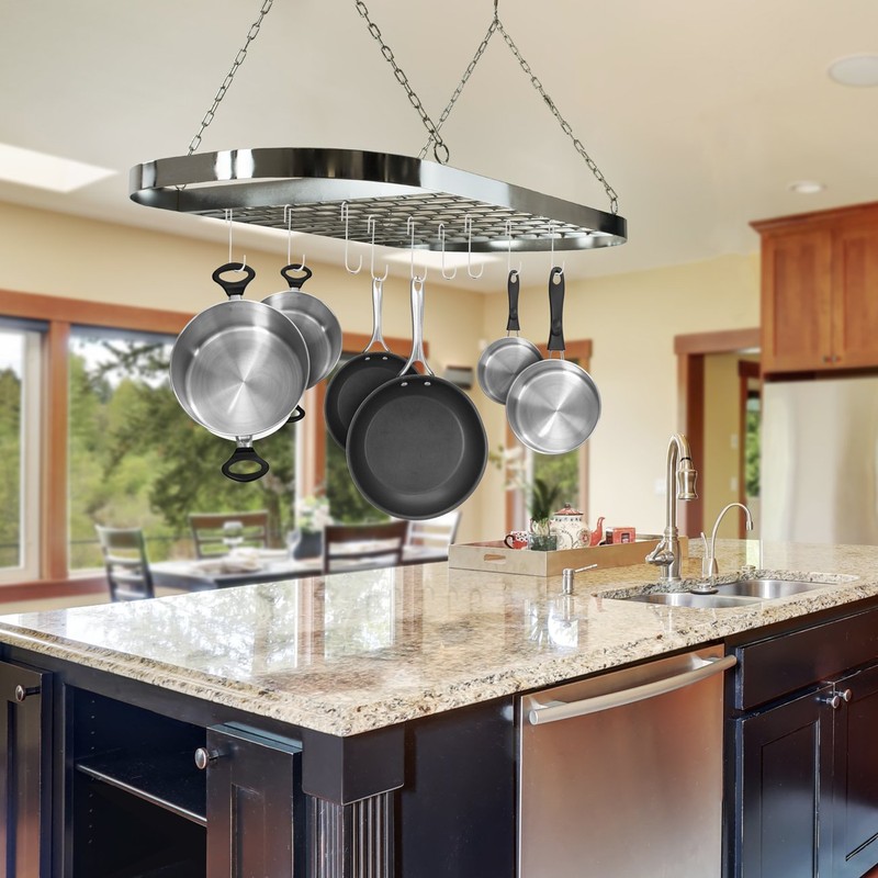 Sorbus® Pot and Pan Rack for Ceiling with Hooks —