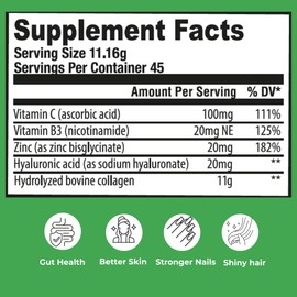 NATFUL Collagen Peptides Powder – Hydrolyzed Bovine Collagen with Vitamin C, Hyaluronic Acid, Zinc & B3 – Type 1 & 3 Unflavored Protein Powder for Women & Men Hair, Skin, Nails, Joints 45 Servings