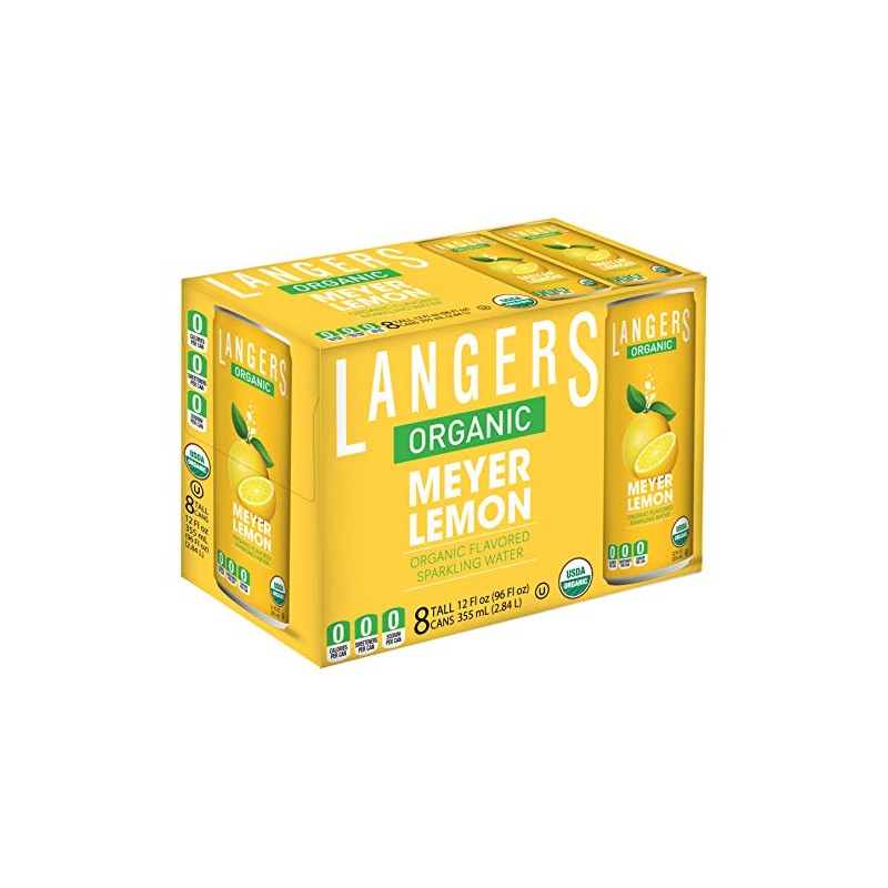 Langers Organic Flavored Sparkling Water, Meyer Lemon, 12 Ounce (Pack