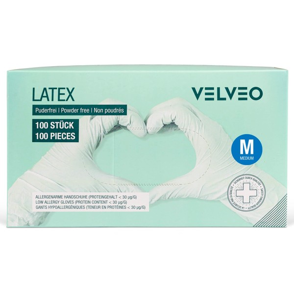 Pack of 100 Disposable Latex Examination Gloves in Dispenser Box