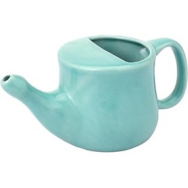 Ancient Impex Ceramic Neti Pot, Spill Proof with 5 Sachets Neti Salt - Turquoise, Holds 400 ML (13.5 FL Oz)