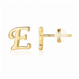 Sterling Silver Stud Earrings for Women, 925 Sterling Silver Gold Stud Earrings Letter E Initial Hypoallergenic Earrings for Women Sensitive Ears, Earrings for Women Jewelry