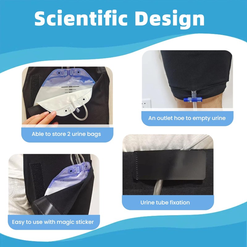 Catheter Leg Bag Holder with Large Pocket, Invisible, Easy to