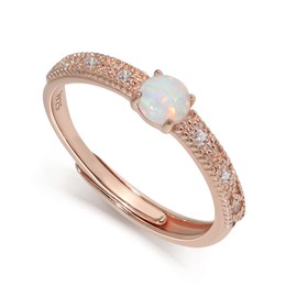 Meissa Opal Ringe für Frauen Geburtsstein Ringe Stapelbare Ringe 925 Sterling Silber Gold Ringe Echte Opal Ringe Größe verstellbar von 49-56.5 (Rose Gold)
