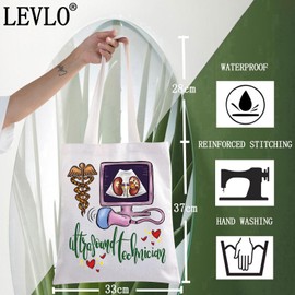 LEVLO Ultrasound Technologist Tote Bag Sonographer Gift Sonographer Tech Shoulder Bag Sonography Grad Gift (Ultrasound Tote)