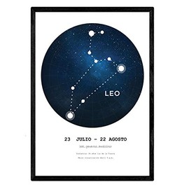 Nacnic Constellation Leo Star Symbol Poster A4 White Background