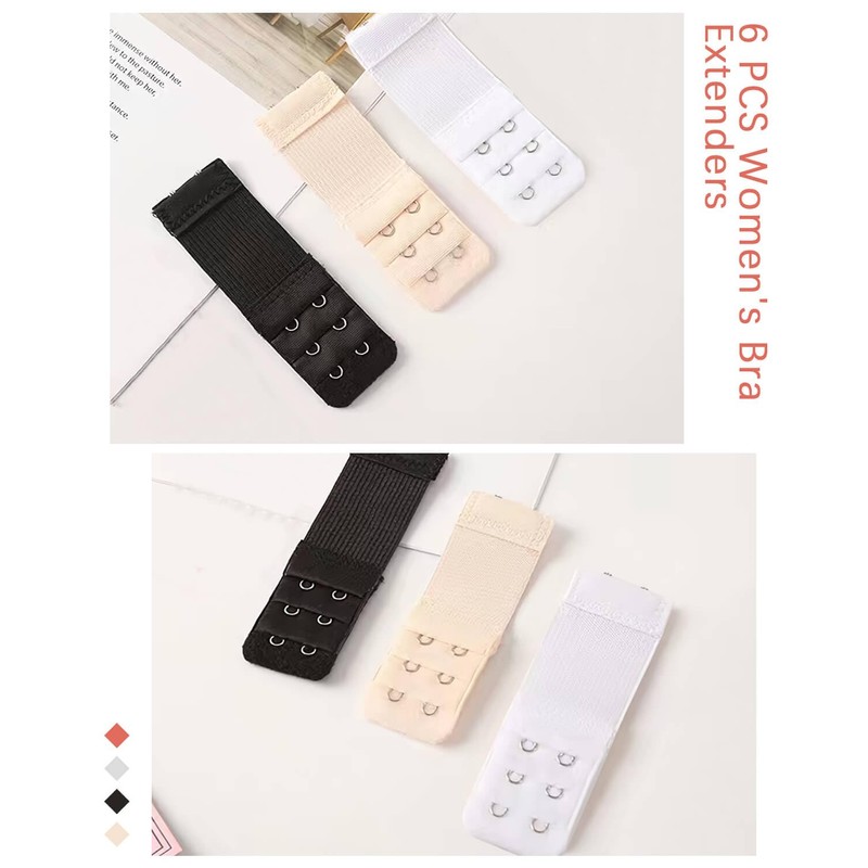 JELIEE 6 PCS Women's Bra Extenders 2 Hook 3 Row