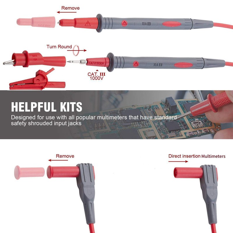 WGGE WG-011 Soft Silicone Test Lead and Safety Alligator Clips,Multimeter
