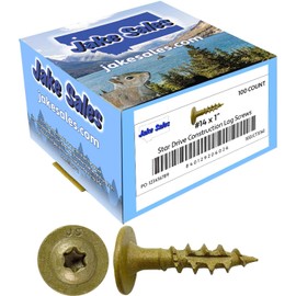 Jake Sales #14 x 1" Construction Lag Screw Torx/Star Drive Heavy Duty Structural Lag Screw Far Superior to Common Lag Screws (100 Screw Count) Exterior Coated - ACQ Compatible Wood Screws