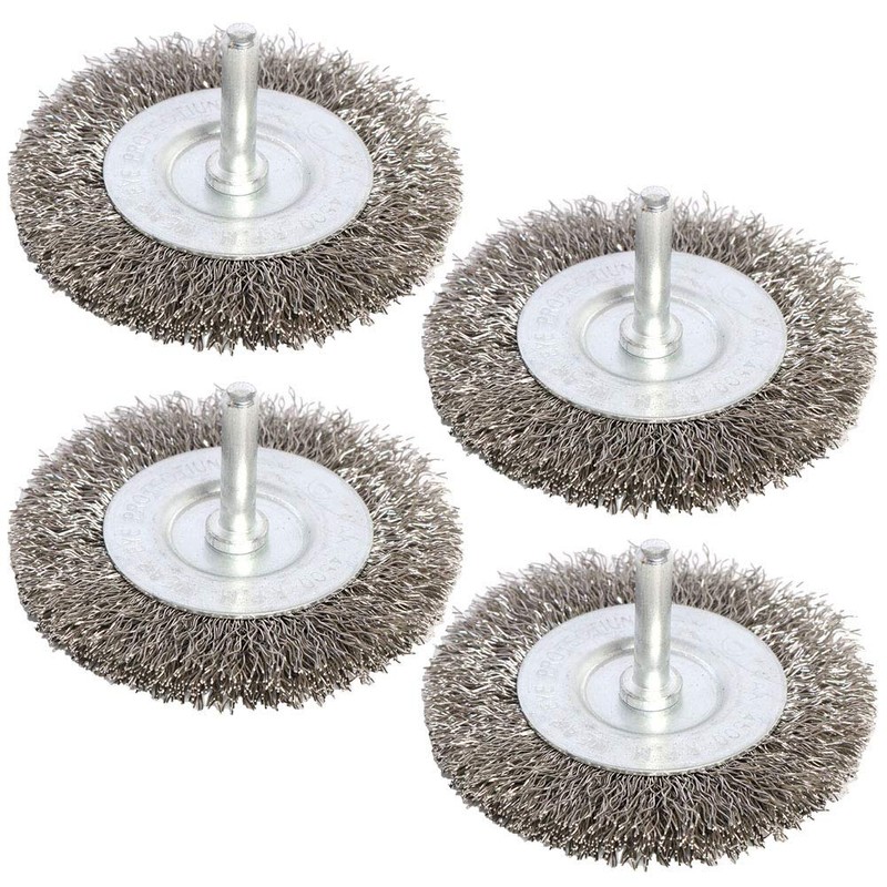 FPPO 4PCS 3 Inch Stainless Steel Wire Wheel Brushes Kit