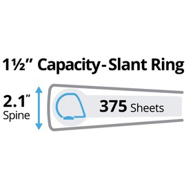 Avery Durable View 3 Ring Binder, 1-1/2 Inch Slant Rings, 1 Pool Blue Binder (17834)