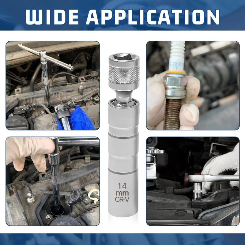 TUZHE Spark Plug Wrench 14 mm Magnet Universal Flexible Spark