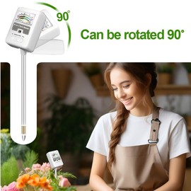 SunStream 4-in-1 Soil Meter, Professional Garden Soil Tester with Large Readout Dial, White, Waterproof, 90° Foldable, Light Moisture pH Nutrient Testing