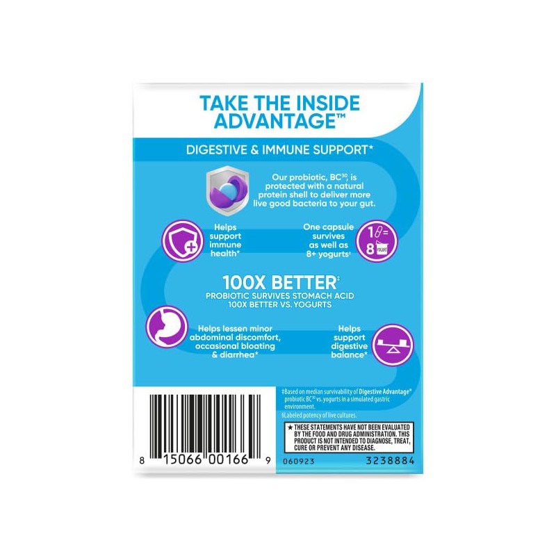 Digestive Advantage Daily Probiotic, 30 Capsules (Pack of 2)