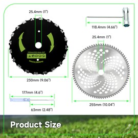XIKOBY Universal 10" x 80T Brush Cutter Blade Compatible with Husqva-RNA Weed Eater, 9" x 20T Chainsaw Tooth Brush Blades & Adapter Attachment Kit Replacement for Crafts-Man Ore-gon Weed Wacker Parts