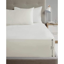 Rapport Luxury Super Soft Percale Plain 16" Deep Single Cream Fitted Sheet