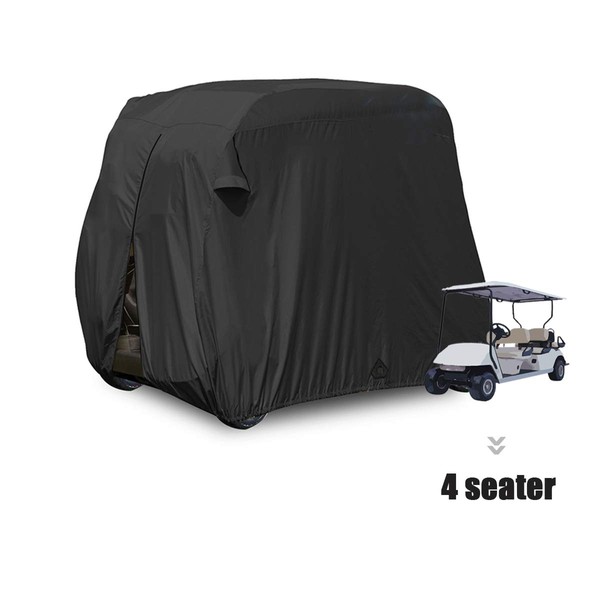 moveland 4 Passenger Golf Cart Cover Outdoor Accessories|Waterproof Dust, Extra PVC Coating Custom Cart Cover Compatible with EZ GO, Club Car, Yamaha(Black)