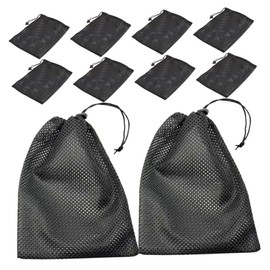 Kisangel 10pcs Heavy Duty Drawstring Mesh Bags for Toys Sports and Laundry Black Mesh Storage Pouch for Gym Beach and Travel Organization