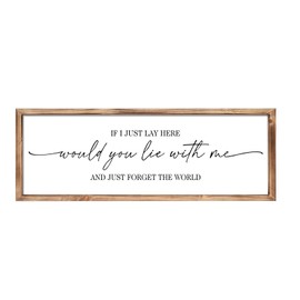 MODE HOME Farmhouse Bedroom Wall Art Above Bed with Title If I Just Lay Here Would You Lie With Me, Large Framed Wall Sign for Master Bedroom Wall Decor, Rustic Wall Art for Home Decor 42 x 15 Inch