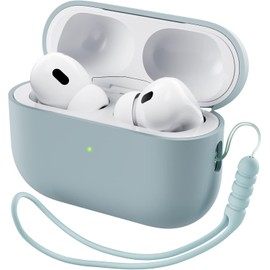 ORNARTO Funda Silicona para AirPods Pro 2 (20222023), Estuche de Silicona Líquida para AirPods Pro 2. con Cordón, LED Frontal Visible y Compatible