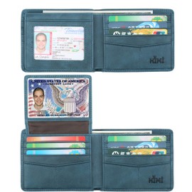 Wallet for Men-Genuine Leather RFID Blocking Bifold Stylish Wallet With 2 ID Window (Ocean Blue)