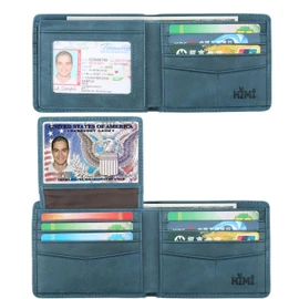 Wallet for Men-Genuine Leather RFID Blocking Bifold Stylish Wallet With 2 ID Window (Ocean Blue)