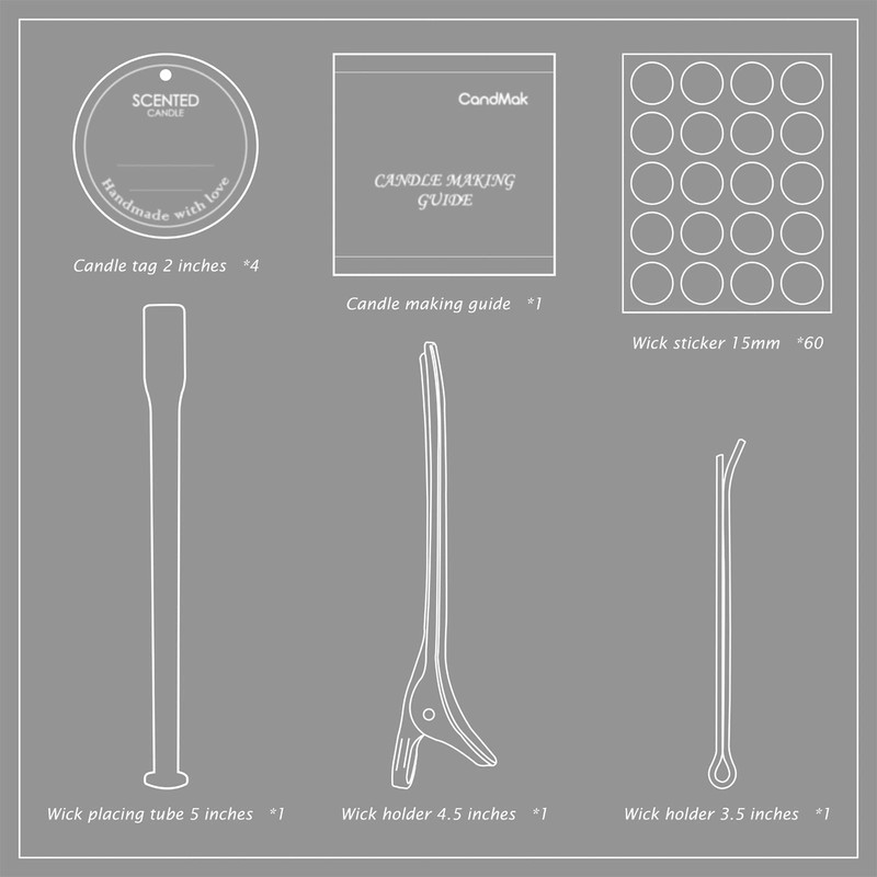 CandMak Candle Wick Kit, 60 Cotton Candle Wicks with Candle