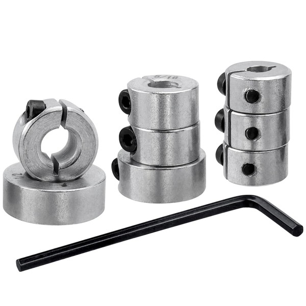 Mesee 8 Pieces Drill Bit Depth Stop Collar Rings, Aluminum Alloy Split Ring Drill Depth Limiter Collars Spacing Positioner Locator Drilling Limit Ring 1/2” 7/16” 3/8” 5/16” 1/4” 7/32” 3/16” 1/8”