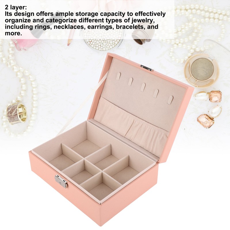 Jewelry Box Organizer 2 Layer Jewelry Storage Case PU Leather