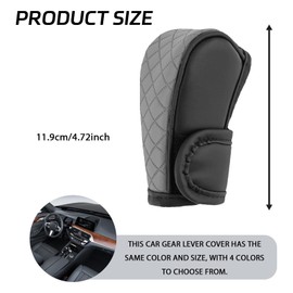 QQWD Leather Car Gear Shift Cover, Anti-Slip Dust Gear Shift Knob Cover for Shift Lever Protection, Universal Car Decor Accessories Shifter Stick Protector Suitable for Cars, Trucks, SUVs(Black/Grey)