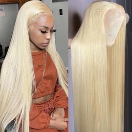 Goalroya 613 Lace Front Wig Human Hair 200 Density 613 13x6 Straight Lace Front Wigs Human Hair Blonde Human Hair Wig Pre plucked for Women 613 HD Lace Frontal Wig 13x6 (24 Inch, 613 Wig)