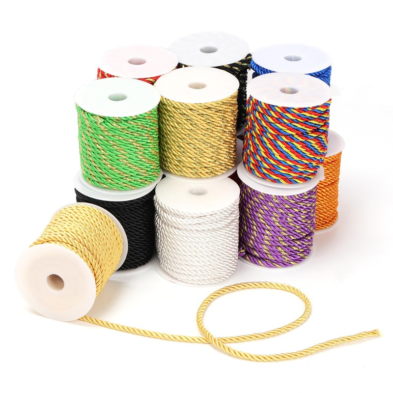 Mardatt 1Pcs 5mm x 18m 3-Ply Twisted Cord, Twisted Silk