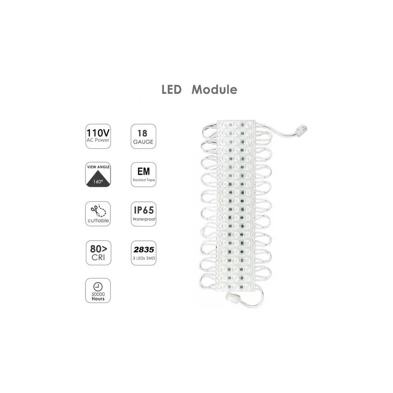 20 Pz Modulo 3 Leds 2835 110v Ip65 Luz Bca