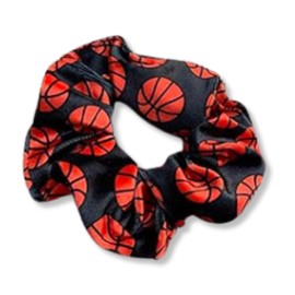 Infinity Collection - Basketball Scrunchies (Black) - No-Crease & Tangle, Premium Velvet Hair Accessories - For All Hair Types - Gifts for Sports Fan