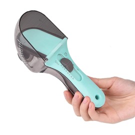 XBEING Dog Cat Food Scoop 1/2 Cup 1/3 Cup 1/4 Cup/1~4 Oz/30~130Ml, Dog Food Scoops Cat Food Scoop, Multi-Functional Spoon with Adjustable Scale for Pet Food, Food-Grade Material