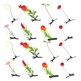 BIUDECO Cartoon Hairpins Pcs Simulated Plant Hairpins Girls Barrettes Hair Clip Set for Festival Everyday Wear