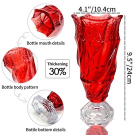 Eastern Rock Glass Flower vase 2.4lb 9.5inch,Bohemian Style, for Centerpieces,Wedding,Home Decor Glass Vase (Red)