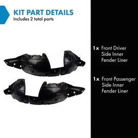 TRQ TRQ Front Inner Fender Liner Set Compatible with 2007-2009 Nissan Sentra NI1250134 NI1251134