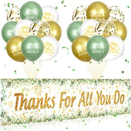 Thank You Appreciation Party Decorations Leaves Thanks for All You Do Banner with 18 Pcs Balloons We Appreciate You Yard Sign Decor Gifts for Graduation Pastor Employee Staff Teachers Doctors