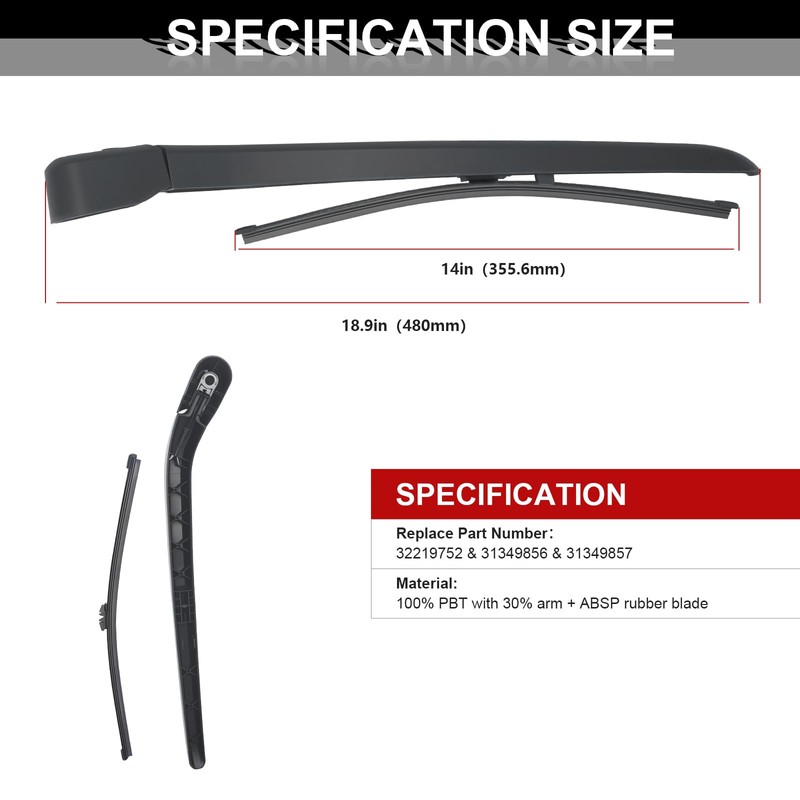 Rear Windshield Wipers Blade Arm for Volvo XC90 2019-2023