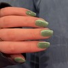 SXVME Light Green Cat Eye Press on Nails Short Coffin,
