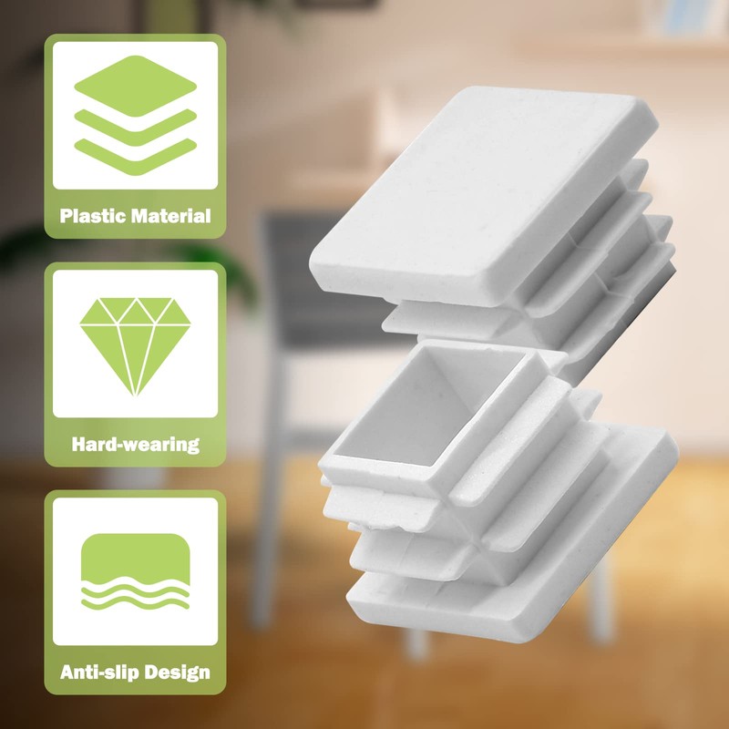 Jiozermi 12 Pcs 3/4" Square Plastic Plug, White Square Plastic