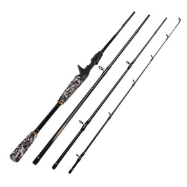 Fiblink 4-Piece Travel Fishing Rod, Spinning & Casting Rod with Camo EVA Handle, Portable Freshwater Carbon Fiber Pole (7' Medium Heavy, Casting)