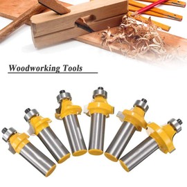 Mesee 6 Pieces Round Over Edging Router Bit Set, 1/2-Inch Shank Corner Roundover Beading Router Bits Woodworking Milling Cutter Tools, 1/8", 1/4", 5/16", 3/8", 7/16", 1/2" Radius